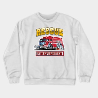 Cartoon Fire Truck Crewneck Sweatshirt